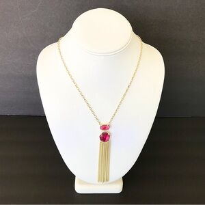 Kendra Scott Oval and Hexagon Tassel Pendant Necklace in Berry Illusion, NWT